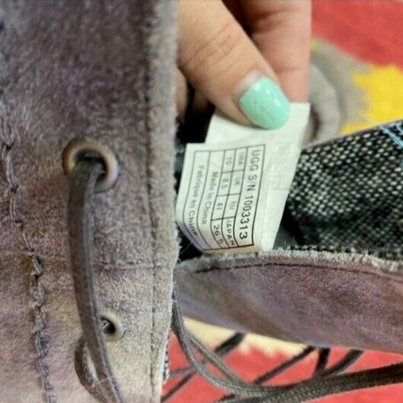 Womans Ugg Australia Mid Calf Lace up Leather boots size 10 Excellent - Picture 4 of 6